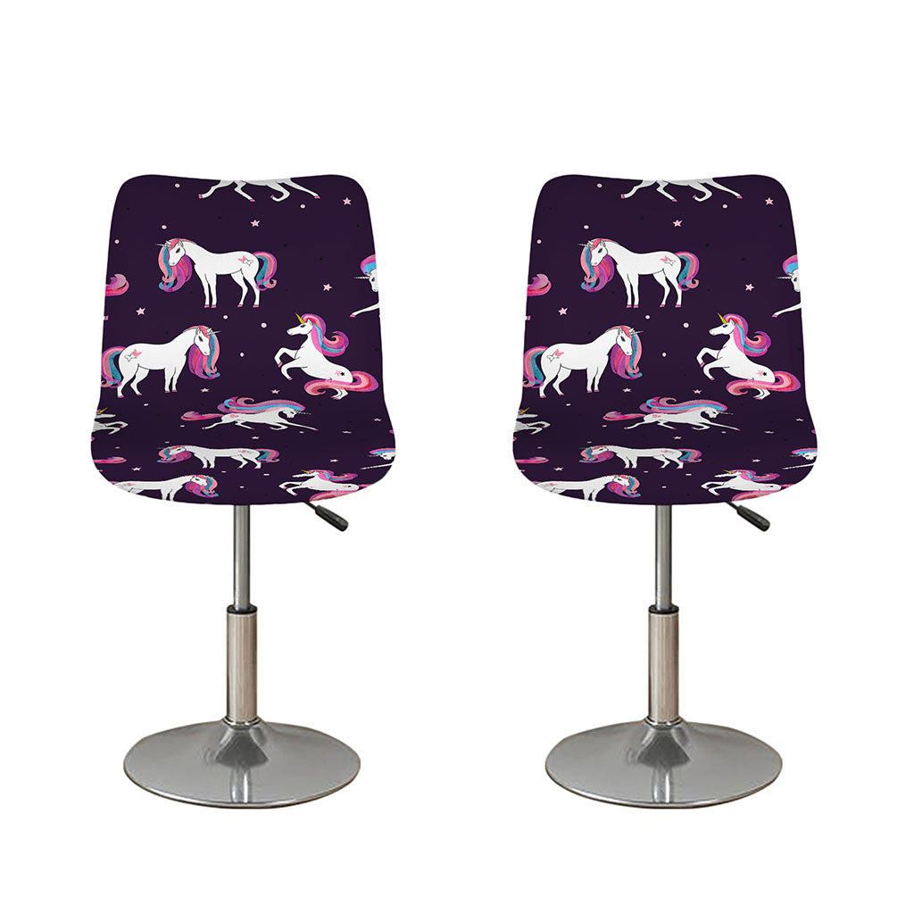Night Girly Unicorn Pattern Print Bar Stool Covers