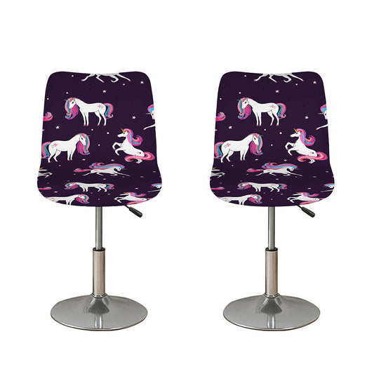 Night Girly Unicorn Pattern Print Bar Stool Covers