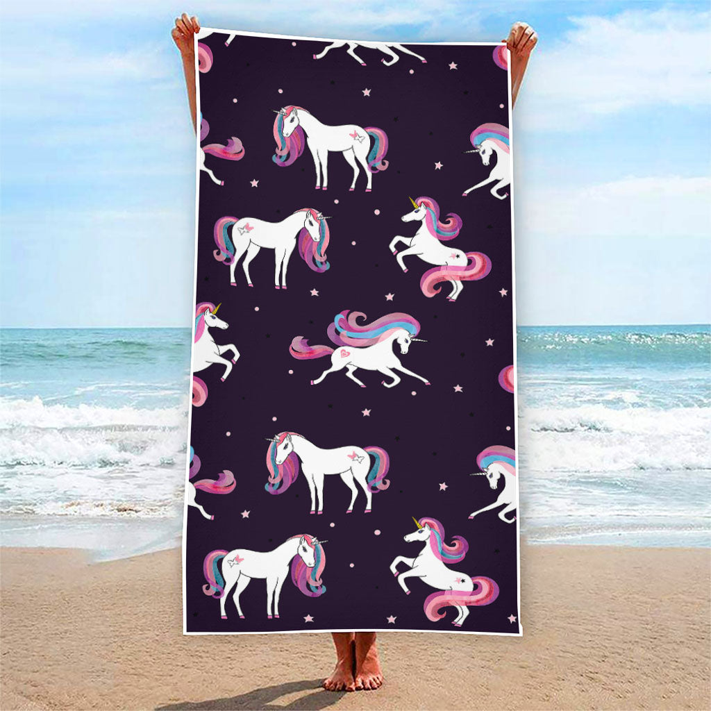 Night Girly Unicorn Pattern Print Beach Towel