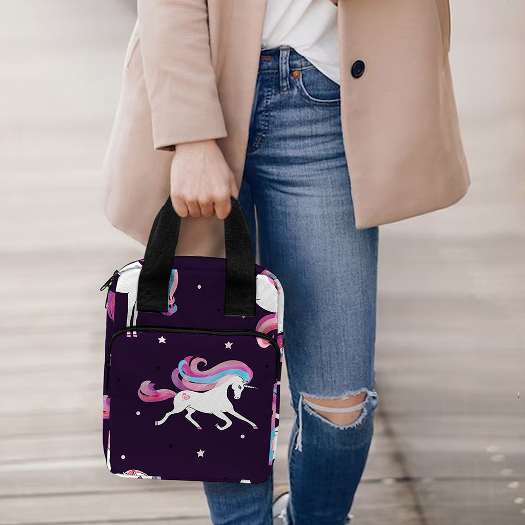 Night Girly Unicorn Pattern Print Bible Tote Bag