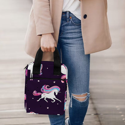 Night Girly Unicorn Pattern Print Bible Tote Bag