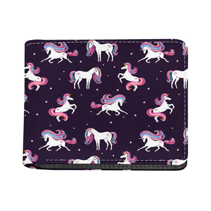 Night Girly Unicorn Pattern Print Bifold Wallet