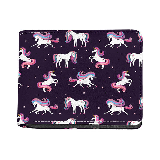 Night Girly Unicorn Pattern Print Bifold Wallet