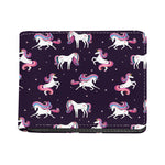 Night Girly Unicorn Pattern Print Bifold Wallet