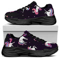 Night Girly Unicorn Pattern Print Black Chunky Shoes