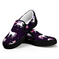 Night Girly Unicorn Pattern Print Black Slip On Sneakers