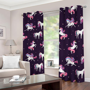 Night Girly Unicorn Pattern Print Blackout Grommet Curtains