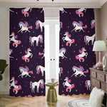 Night Girly Unicorn Pattern Print Blackout Pencil Pleat Curtains