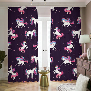 Night Girly Unicorn Pattern Print Blackout Pencil Pleat Curtains