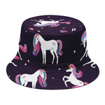 Night Girly Unicorn Pattern Print Bucket Hat