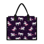 Night Girly Unicorn Pattern Print Canvas Tote Bag