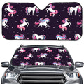 Night Girly Unicorn Pattern Print Car Windshield Sun Shade