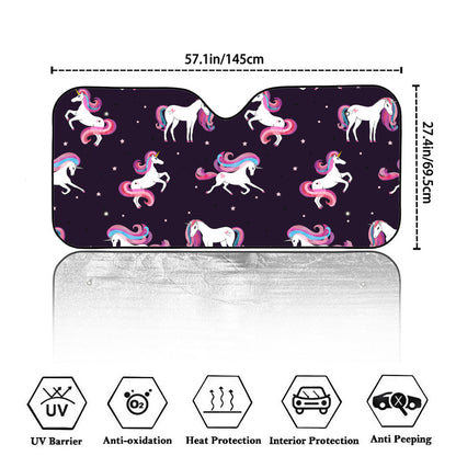 Night Girly Unicorn Pattern Print Car Windshield Sun Shade