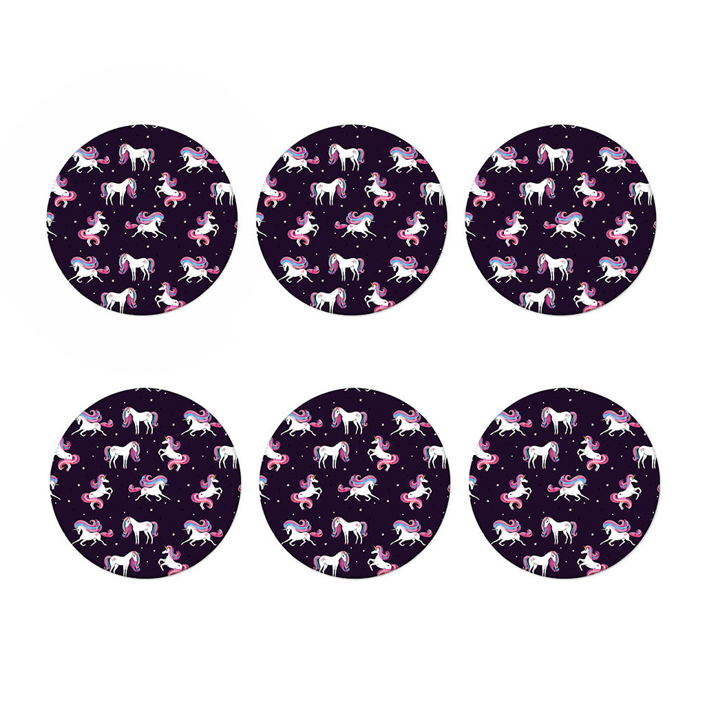 Night Girly Unicorn Pattern Print Coaster Set