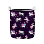 Night Girly Unicorn Pattern Print Collapsible Laundry Basket