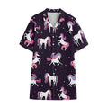 Night Girly Unicorn Pattern Print Cotton Hawaiian Shirt