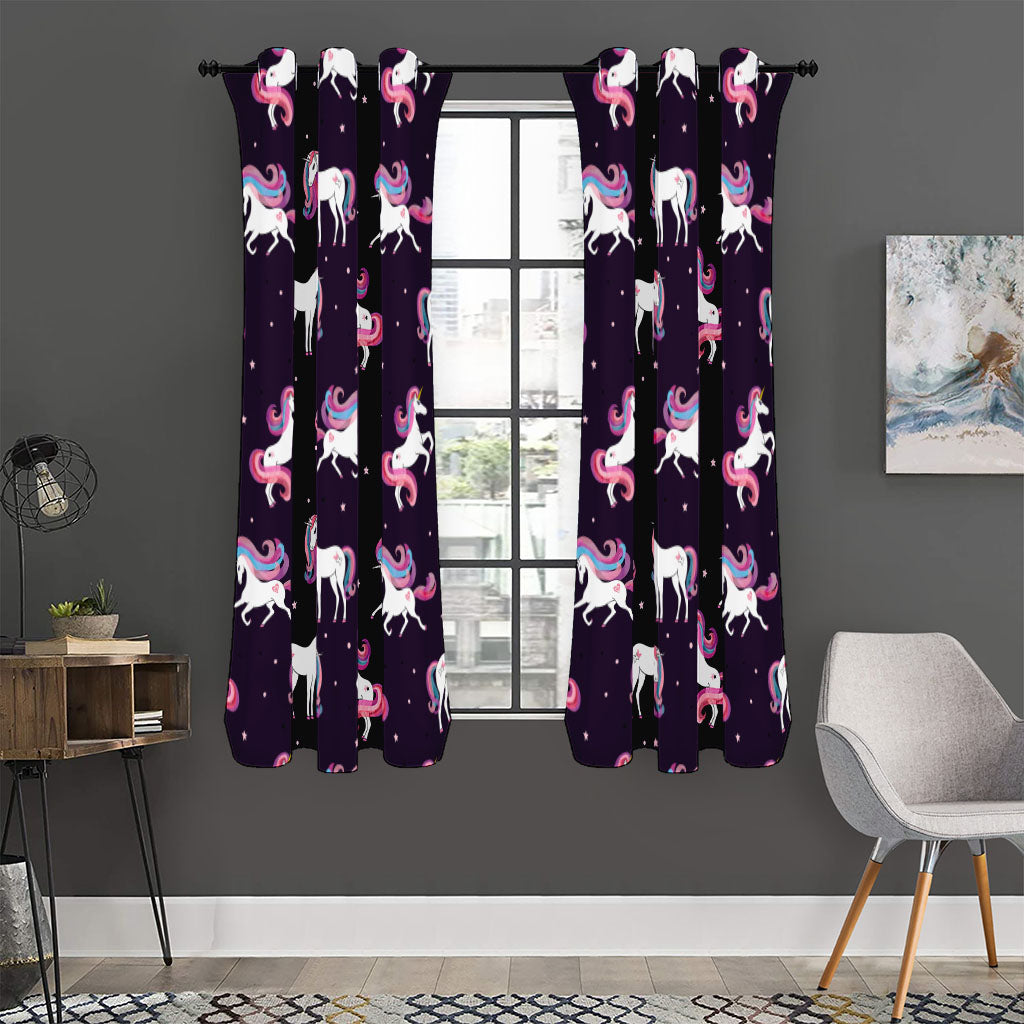Night Girly Unicorn Pattern Print Curtain