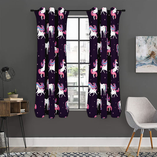 Night Girly Unicorn Pattern Print Curtain