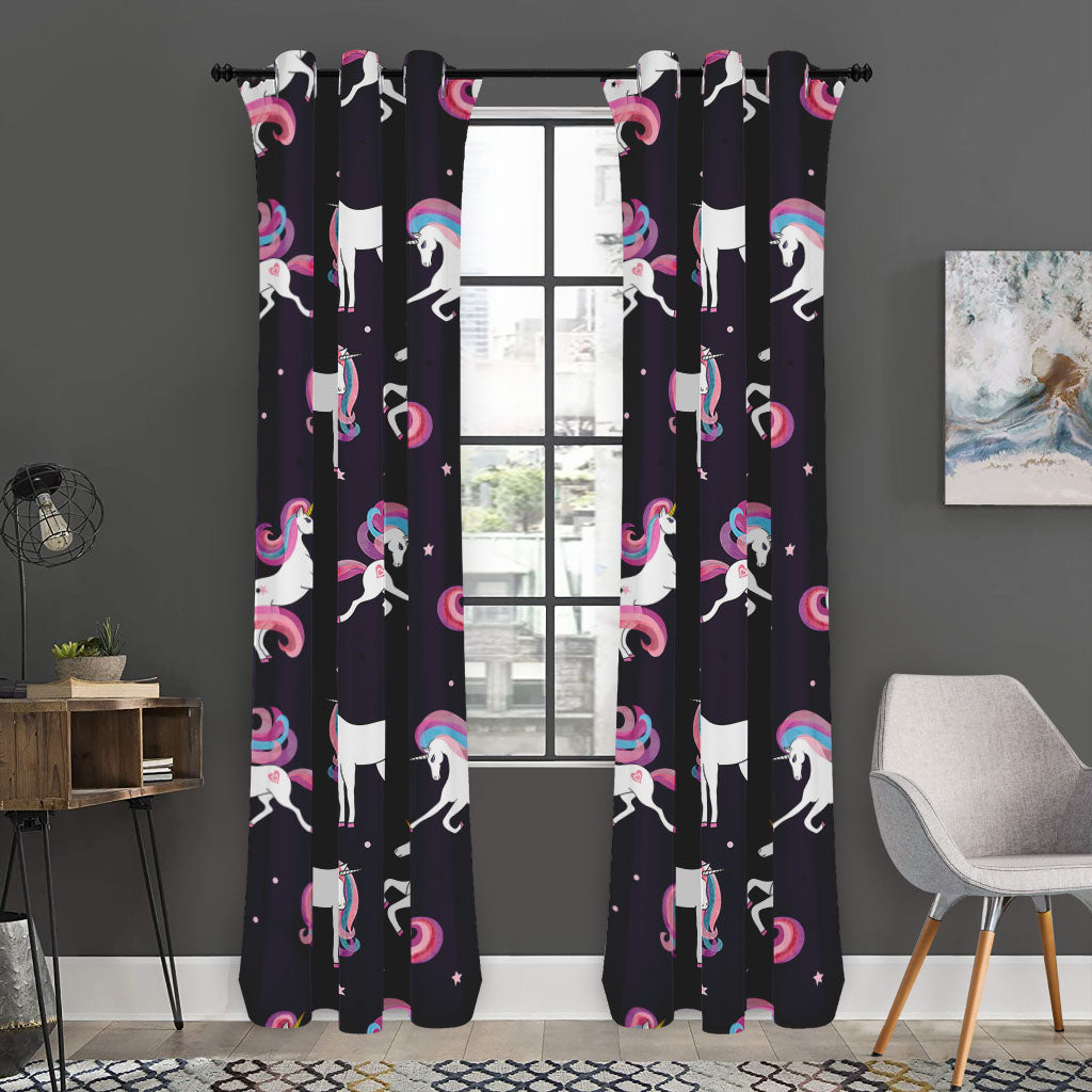 Night Girly Unicorn Pattern Print Curtain