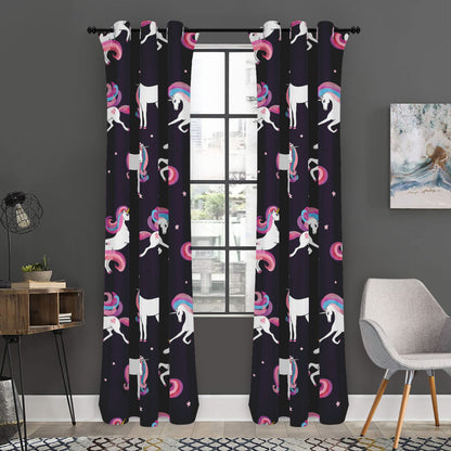 Night Girly Unicorn Pattern Print Curtain