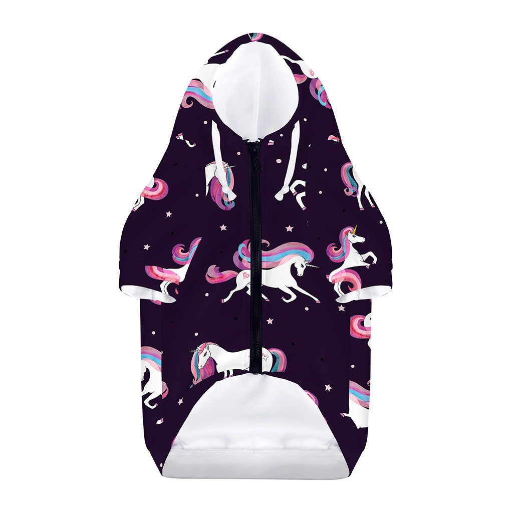 Night Girly Unicorn Pattern Print Dog Zip Up Hoodie