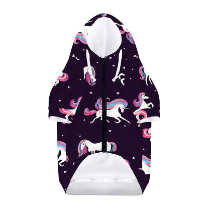 Night Girly Unicorn Pattern Print Dog Zip Up Hoodie