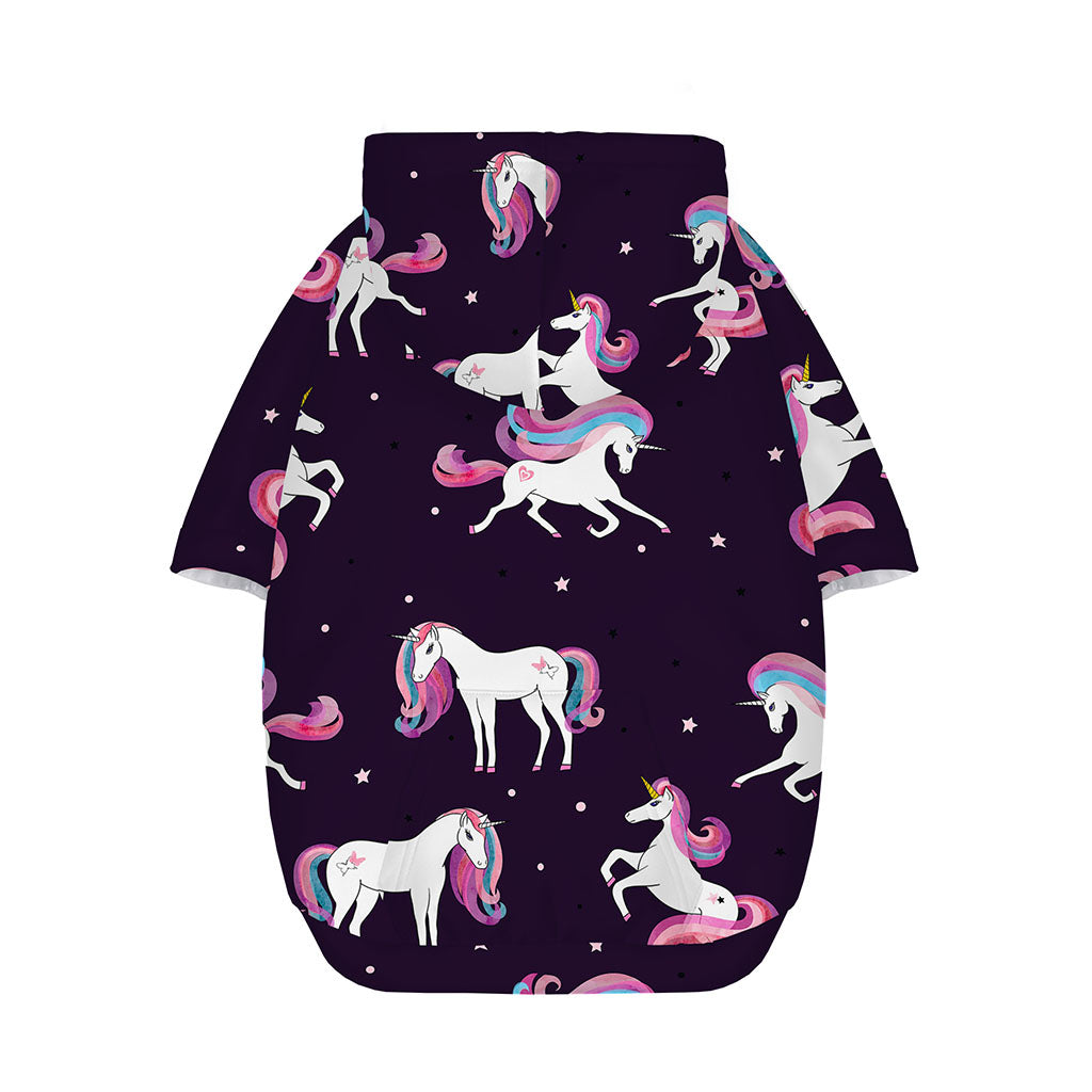 Night Girly Unicorn Pattern Print Dog Zip Up Hoodie