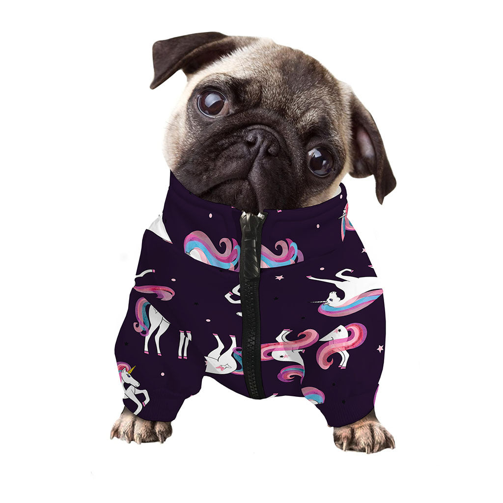 Night Girly Unicorn Pattern Print Dog Zip Up Jacket