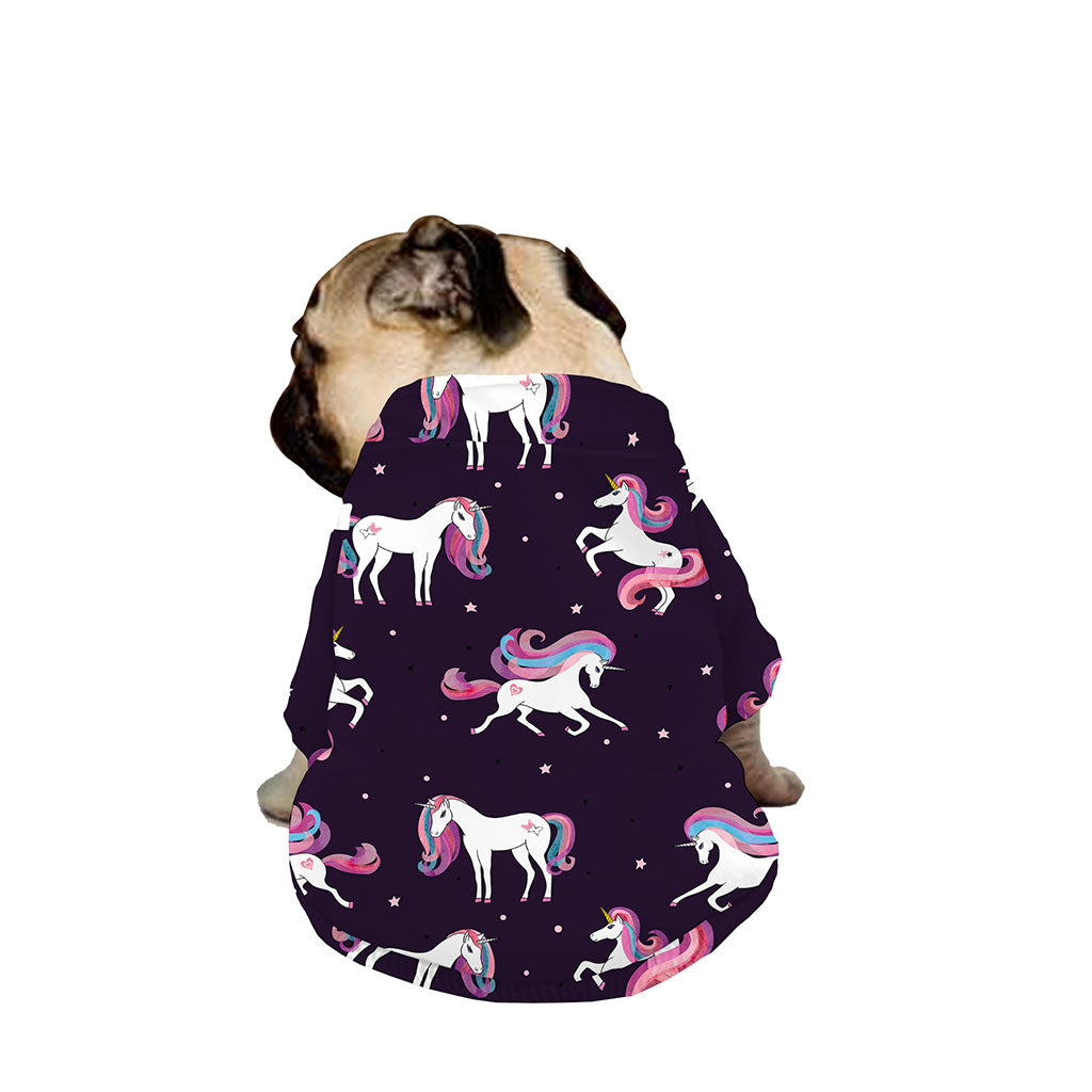 Night Girly Unicorn Pattern Print Dog Zip Up Jacket