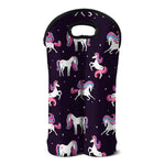 Night Girly Unicorn Pattern Print Double Neoprene Wine Tote