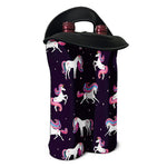 Night Girly Unicorn Pattern Print Double Neoprene Wine Tote
