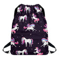 Night Girly Unicorn Pattern Print Drawstring Backpack