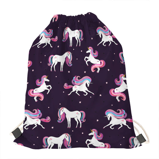 Night Girly Unicorn Pattern Print Drawstring Bag