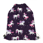 Night Girly Unicorn Pattern Print Drawstring Bag