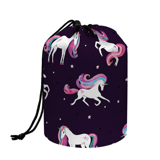 Night Girly Unicorn Pattern Print Drawstring Makeup Bag