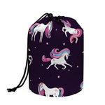 Night Girly Unicorn Pattern Print Drawstring Makeup Bag