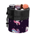 Night Girly Unicorn Pattern Print Drawstring Makeup Bag