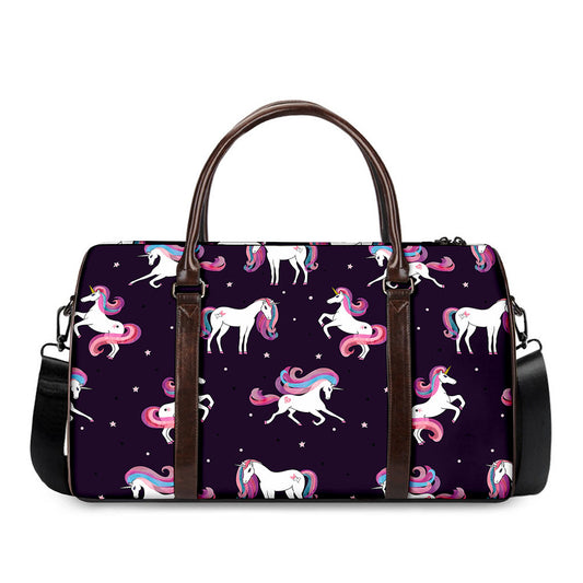 Night Girly Unicorn Pattern Print Duffle Bag