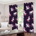 Night Girly Unicorn Pattern Print Extra Wide Grommet Curtains