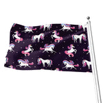 Night Girly Unicorn Pattern Print Flag