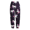 Night Girly Unicorn Pattern Print Fleece Lined Knit Pants