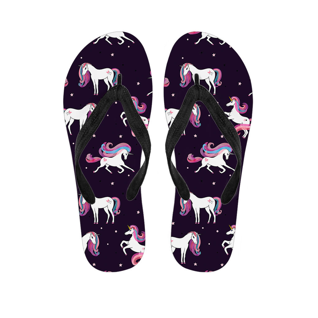 Night Girly Unicorn Pattern Print Flip Flops