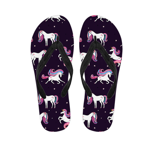 Night Girly Unicorn Pattern Print Flip Flops