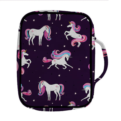 Night Girly Unicorn Pattern Print Front Pocket Bible Bag