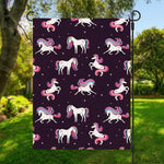 Night Girly Unicorn Pattern Print Garden Flag
