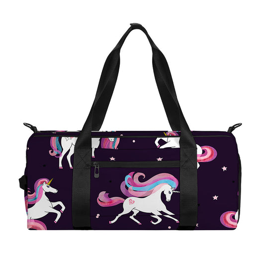 Night Girly Unicorn Pattern Print Gym Bag