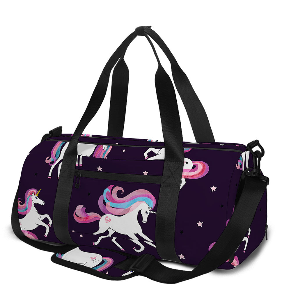 Night Girly Unicorn Pattern Print Gym Bag