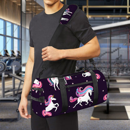 Night Girly Unicorn Pattern Print Gym Bag