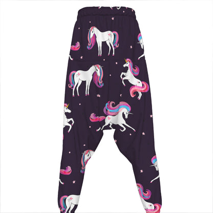 Night Girly Unicorn Pattern Print Hammer Pants