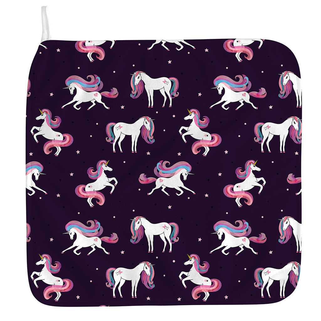 Night Girly Unicorn Pattern Print Hand Towel